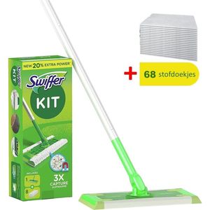 Swiffer Vloerreiniger - 1 Vloerwisser Met 68 Navul Stofdoekjes - Starterkit