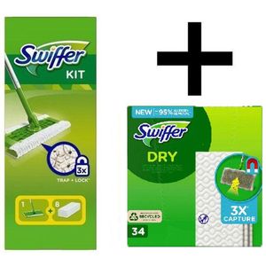 Swiffer Sweeper Vloerdoekjes -  Starterkit Deluxe met 48 navullingen