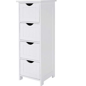 Parya Home Ladekast – Smalle Ladekast – Badkamermeubel – Vrijstaand Badmeubel – met 4 Lades – Hout – Wit – 30 x 82 x 30 cm