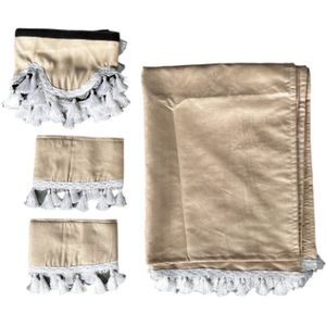 Zijgordijnen set beige met witte klokjes voor vrachtwagen, caravan, enz