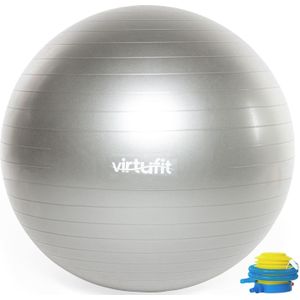 Yoga bal - VirtuFit Anti-Burst Fitnessbal Pro - Pilates bal - met voetpomp - Grijs - 45 cm