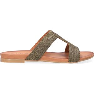 Tango - Mila Slippers - Dames - Groen - Leer - H-vormige Leren Band