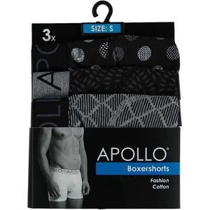 Apollo - Boxershort - Grijs/Zwart - 3 Stuks - Heren Katoen