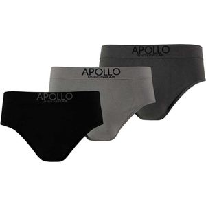 Apollo - 3-pack Naadloze Slips - Zwart/Grijs - Heren