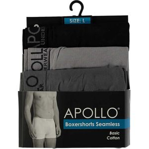 Apollo - Boxershorts - Zwart Donkergrijs Lichtgrijs - Katoen - 3 Stuks