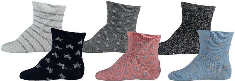 Apollo Sokken - set van 6 Zwart/Grijs/Blauw/Roze