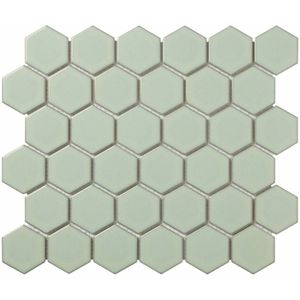 The Mosaic Factory Barcelona Hexagon - Wandtegels - Mozaïektegel - 28.1x32.5x0.6cm - Antiek Groen Glans - 0.81m²/10 Stuks