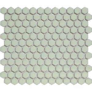 Mozaïek Barcelona 28.1x32.5 cm Geglazuurd Porselein Hexagon Glanzend Licht Groen Met Rand (Prijs per m2) The Mosaic Factory