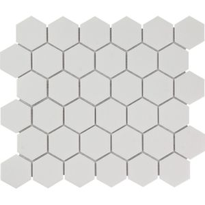 The Mosaic Factory Barcelona Hexagon - Wandtegels - Mozaïektegel - 28x32.5x0.35cm - Wit Glans - 0.91m²/10 Stuks