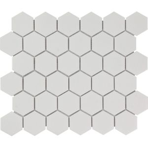The Mosaic Factory Barcelona mozaïektegel - 28.2x32.1cm - wandtegel - Zeshoek/Hexagon - Porselein Extra White Glans AFH13051