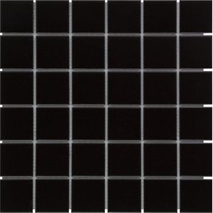 The Mosaic Factory Barcelona mozaïektegel - 30.9x30.9cm - wand en vloertegel - Vierkant - Porselein Black Mat AM13317