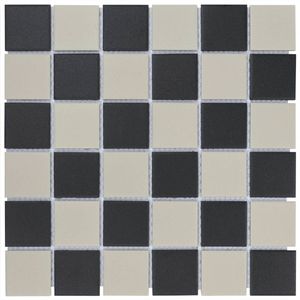 The Mosaic Factory London mozaïektegel - 30.9x30.9cm - wand en vloertegel - Vierkant - Porselein Chessboard Mat LO10101017