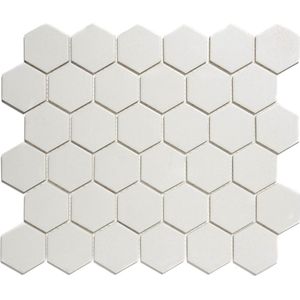 The Mosaic Factory London mozaïektegel 5.1x5.9x0.6cm voor vloer voor binnen en buiten Zeshoek Keramiek Super Wit