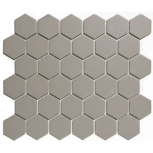 The Mosaic Factory London mozaïektegel - 28.2x32.1cm - wand en vloertegel - Zeshoek/Hexagon - Porselein Grey Mat LOH1029