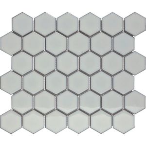 The Mosaic Factory Barcelona mozaïektegel 5.1x5.9x0.6cm wandtegel voor binnen en buiten hexagon porselein licht grijs