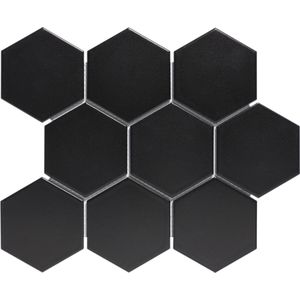 The Mosaic Factory Barcelona Hexagon - Wandtegels - Mozaïektegel - 25.6x29.6x0.3cm - Zwart mat Mat - 0.76m²/10 Stuks