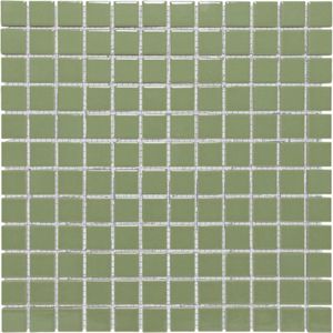 The Mosaic Factory Barcelona - Wandtegels - Mozaïektegel - 30x30x0.6cm - Olijf Groen - Glans - 0.9m²/10 Stuks