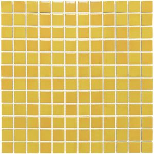 The Mosaic Factory Barcelona mozaïektegel - 30x30cm - wandtegel - Vierkant - Porselein Flamed Yellow Glans AF230002