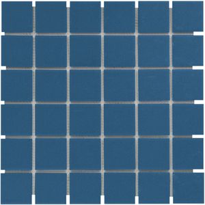 The Mosaic Factory London mozaïektegel - 30.9x30.9cm - wand en vloertegel - Vierkant - Porselein Blue Mat LO1019