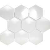 The Mosaic Factory Barcelona Hexagon - Wandtegels - Mozaïektegel - 25.6x29.6x0.25cm - Wit Glans - 0.76m²/10 Stuks