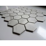 The Mosaic Factory Barcelona mozaïektegel - 28.2x32.1cm - wand en vloertegel - Zeshoek/Hexagon - Porselein Carrara White Mat AMH13003
