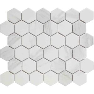 The Mosaic Factory Barcelona Hexagon - Wandtegels - Mozaïektegel - 28.1x32.5x0.6cm - wit mat Mat - 0.91m²/10 Stuks