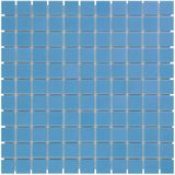 The Mosaic Factory Barcelona mozaiëktegel 2,3x2,3x0,6cm vierkant geglazuurd porselein wand bekleding voor binnen en buiten vorstbestendig glanzend blauw