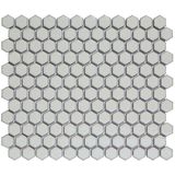 The Mosaic Factory Barcelona mozaïektegel 2.3x2.6x0.5cm Hexagon Geglazuurd porselein Zacht grijs met retro rand