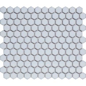 The Mosaic Factory Barcelona mozaïektegel - 26x30cm - wandtegel - Zeshoek/Hexagon - Porselein Soft Blue with Edge Glans AFH23450