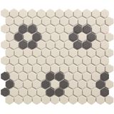 The Mosaic Factory London mozaïektegel - 26x30cm - wand en vloertegel - Zeshoek/Hexagon - Porselein White + Black Mat LOH-Kensington-4