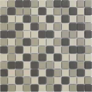 The Mosaic Factory London mozaïektegel - 30x30cm - wand en vloertegel - Vierkant - Porselein Grey, Dark Grey, Black Mat LO23MIX2