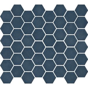 The Mosaic Factory Valencia mozaïektegel 4.3x4.9x0.5cm hexagon blauw mat voor wand en vloer en voor binnen en buiten vorstbestendig