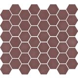 The Mosaic Factory Valencia mozaïektegel 4.3x4.9x0.5cm hexagon bordeaux mat voor wand en vloer en voor binnen en buiten vorstbestendig