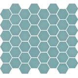 The Mosaic Factory Valencia mozaïektegel 4.3x4.9x0.5cm hexagon turquoise mat voor wand en vloer en voor binnen en buiten vorstbestendig