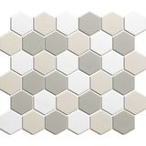 The Mosaic Factory London mozaïektegel 5.1x5.9x0.6cm voor vloer voor binnen en buiten Zeshoek Hexagon Keramiek wit mix