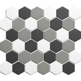 The Mosaic Factory London mozaïektegel 5.1x5.9x0.6cm voor vloer voor binnen en buiten Zeshoek Hexagon Keramiek Contrast mix