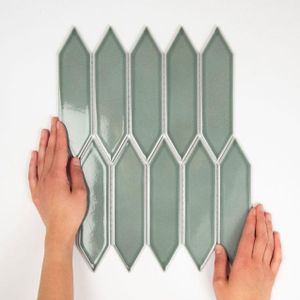 The Mosaic Factory Paris mozaïektegel - 25.5x31.5cm - wandtegel - Zeshoek/Hexagon - Porselein Green Grey Glans PAPIC82