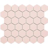 Mozaïek Barcelona 28.1x32.5 cm Verglaasd Porselein Hexagon Glanzend Roze (Prijs Per 0.91 M2)