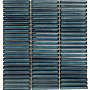 Mozaïek Sevilla Kit-Kat 28.2x30.8 cm Geglazuurd Porselein, Glanzend Azuur Blauw Spikkels (Prijs Per 0.87 m2)