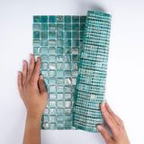 The Mosaic Factory Amsterdam mozaïektegel - 32.2x32.2cm - wand en vloertegel - Vierkant - Glas Turquoise glans GMG767