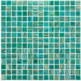 The Mosaic Factory Amsterdam mozaïektegel - 32.2x32.2cm - wand en vloertegel - Vierkant - Glas Turquoise glans GMG767
