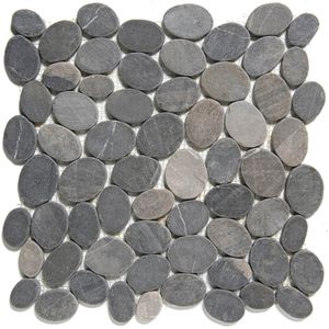The Mosaic Factory Natural Stone mozaïektegel - 30.5x30cm - wand en vloertegel - Organisch - Marmer Dark Grey Mat NMP360
