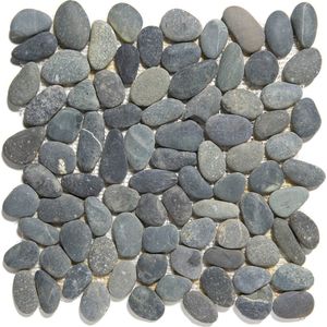 The Mosaic Factory Natural Stone mozaïektegel - 30.5x30cm - wand en vloertegel - Organisch - Rivier steen Dark Grey Mat NSR360