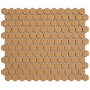 The Mosaic Factory Hexagon mozaïektegel - 26x30cm - wand en vloertegel - Zeshoek/Hexagon - Porselein Tuscany Gold Mat HM23025