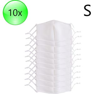 10x Sublimatie Mondkapjes / Stoffen Mondmasker Voorgevormd  Maat S Wit- Bedrukbaar - Sublimatie - Herbruikbaar - Handwasbaar - 3 laags - Niet Medisch
