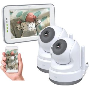 ELRO BC3000-2 Babyfoon Royale - met 12,7 cm Touchscreen Monitor HD- & Gratis App - Met extra camera - Voor 2 kinderen - Incl. Geluidsdetectie, Voedingsalarm en Temperatuursensor