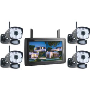 ELRO CZ60RIPS-4 Draadloze 1080P HD Complete Beveiligingscamera Set - Met 4 camera's, 9 inch monitor