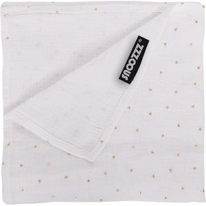 Snoozzz Hydrofiel doek XL Swaddle - de beste kwaliteit zachte Hydrofiel - 100% katoen - 120 x 120 cm - Wit met goud
