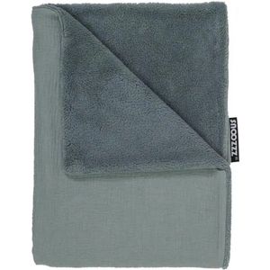Snoozzz Baby Deken Wieg deken - 100 x 75 cm - Teddy met hydrofiel katoen - Groen grijs - Stone
