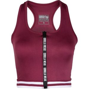 Gorilla Wear - Mesa Zip Front Crop Top - Bordeauxrood - Rekbare Stoffen
